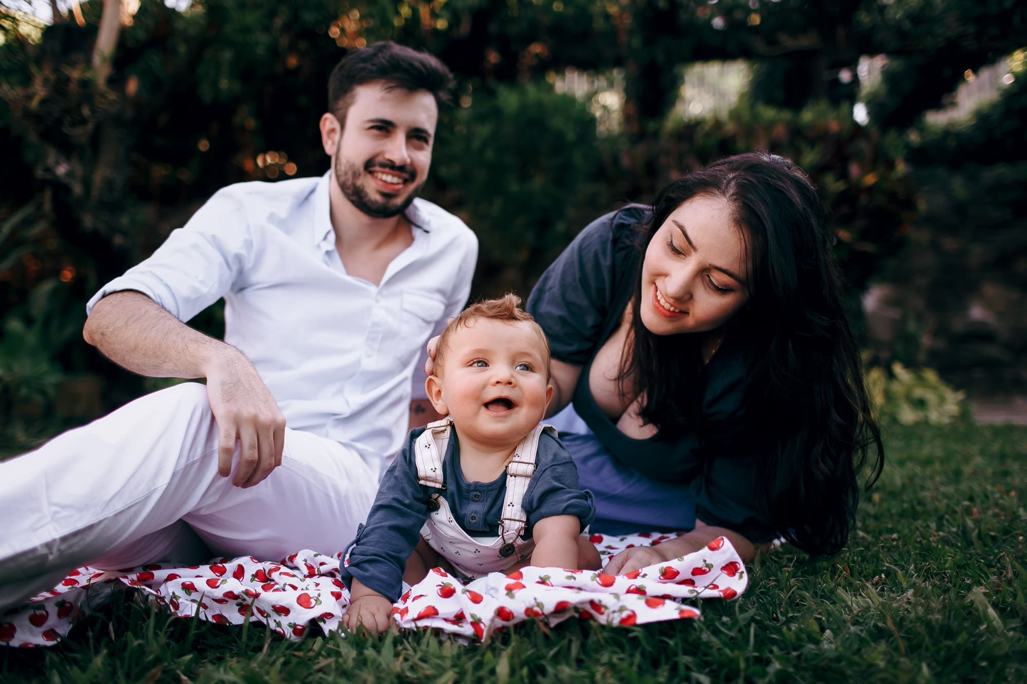 A family relaxing together outdoors
